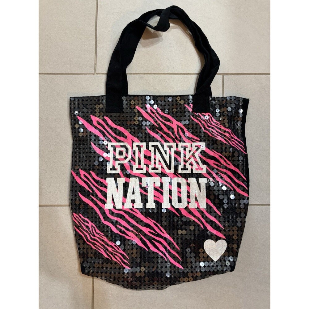 Victoria's Secret PINK Nation Sequined Zebra Print Tote Bag